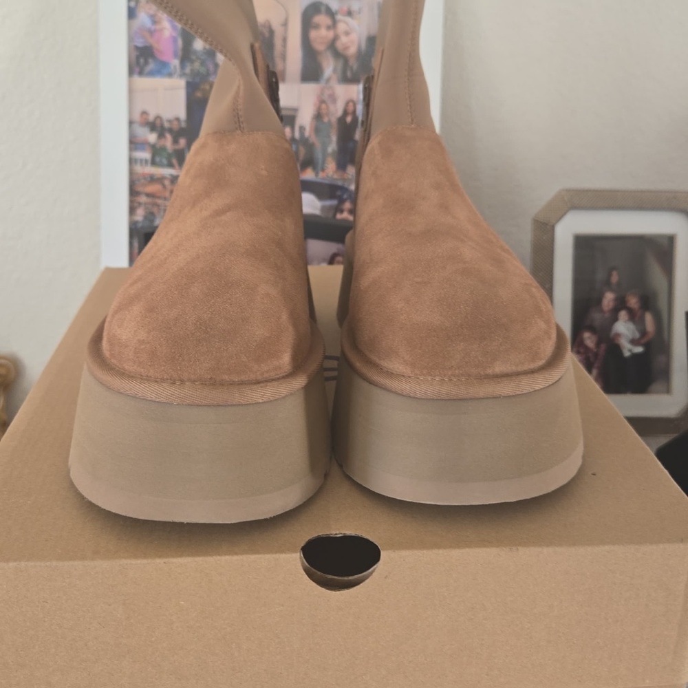 UGG Chestnut Suede Platform Boots